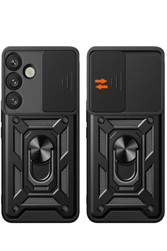 Samsung Galaxy S25 Pars Lens Yüzüklü Silikon Kılıf - Siyah 2