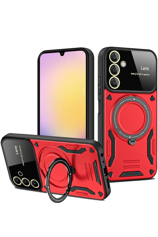Samsung Galaxy S25 Plus Joy Lens Standlı Kapak Kılıf - Kırmızı