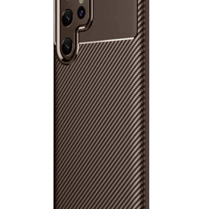Samsung Galaxy S25 Ultra Auto Focus Karbon Kapak Kılıf - Kahverengi