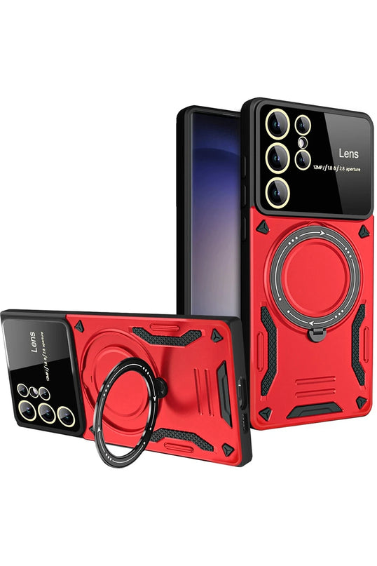 Samsung Galaxy S25 Ultra Joy Lens Standlı Kapak Kılıf - Kırmızı