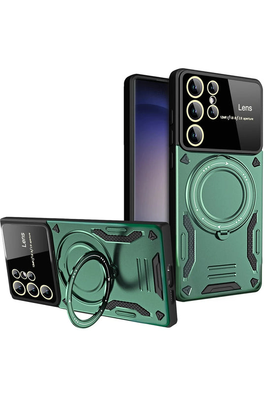 Samsung Galaxy S25 Ultra Joy Lens Standlı Kapak Kılıf - Koyu Yeşil