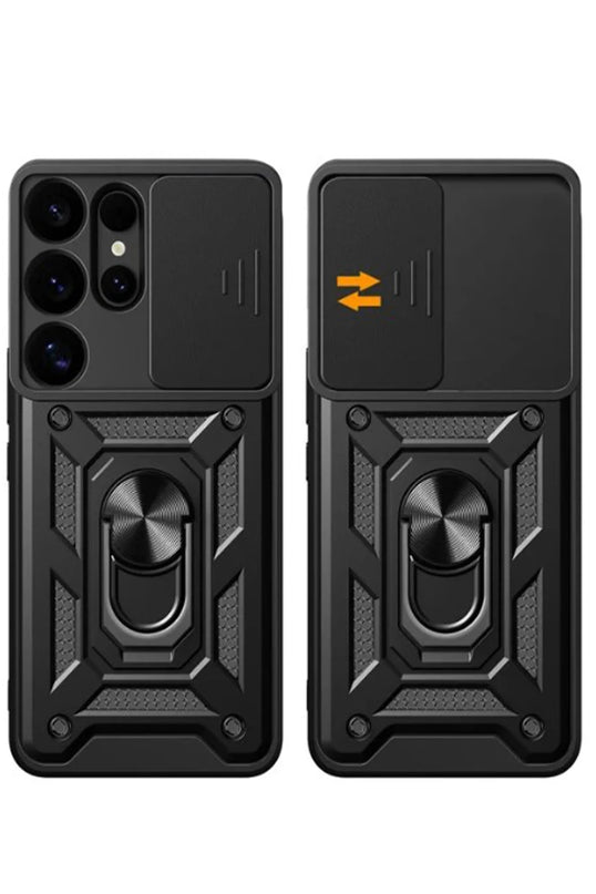 Samsung Galaxy S25 Ultra Pars Lens Yüzüklü Silikon Kılıf - Siyah 2