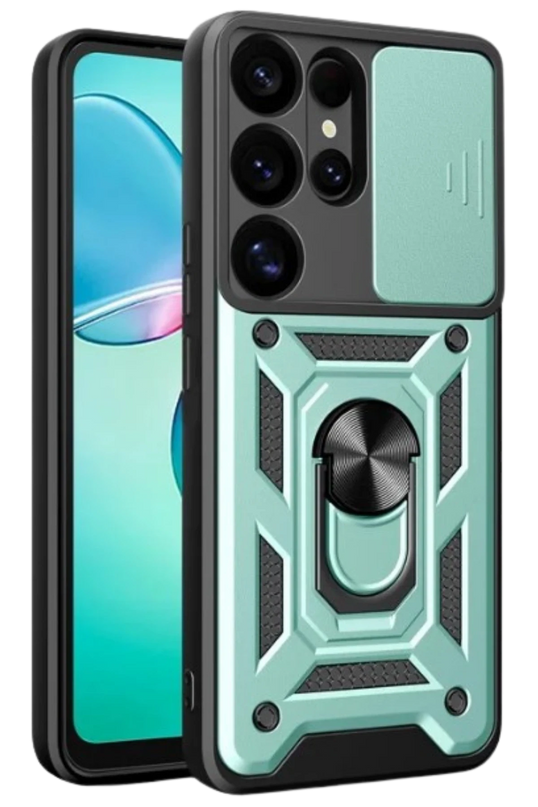 Samsung Galaxy S25 Ultra Pars Lens Yüzüklü Silikon Kılıf - Yeşil
