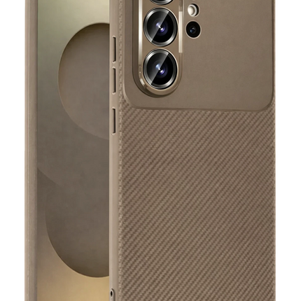 Samsung Galaxy S26 Ultra Auto Focus Karbon Kapak Kılıf - Kahverengi