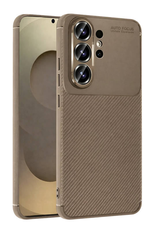 Samsung Galaxy S26 Ultra Auto Focus Karbon Kapak Kılıf - Kahverengi