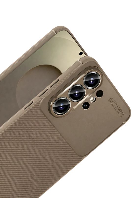 Samsung Galaxy S26 Ultra Auto Focus Karbon Kapak Kılıf - Kahverengi 2