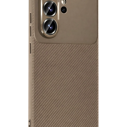Samsung Galaxy S26 Ultra Auto Focus Karbon Kapak Kılıf - Kahverengi 3