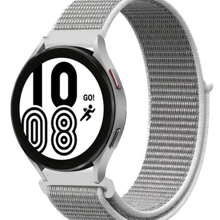 Samsung Galaxy Watch 4 Hasırlı Cırtcırtlı Kordon - Beyaz