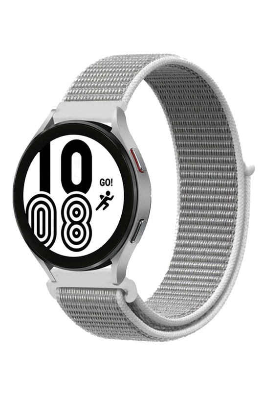 Samsung Galaxy Watch 4 Hasırlı Cırtcırtlı Kordon - Beyaz