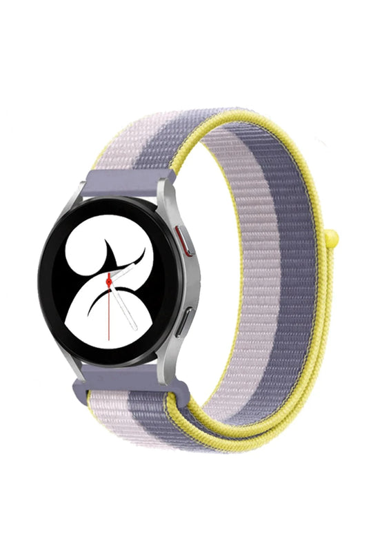 Samsung Galaxy Watch 4 Hasırlı Cırtcırtlı Kordon - Gri