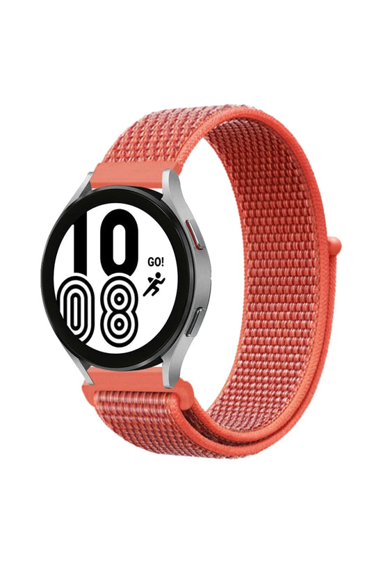 Samsung Galaxy Watch 4 Hasırlı Cırtcırtlı Kordon - Turuncu