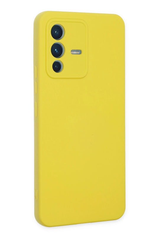 Vivo V23 5G Nano içi Kadife Silikon Kılıf - Sarı 3
