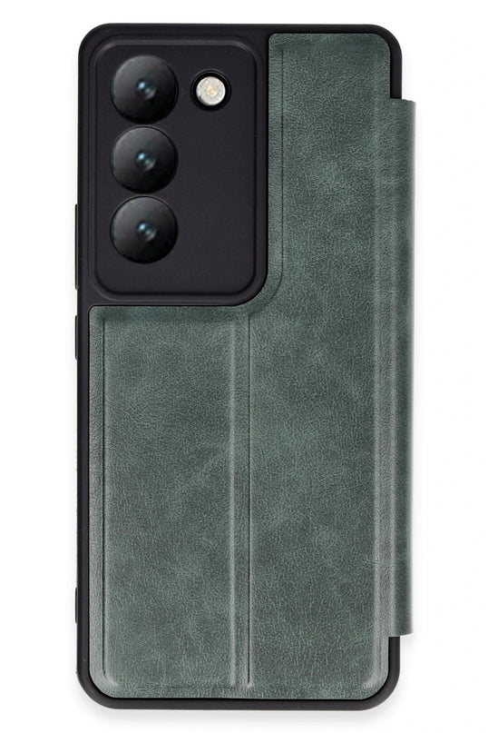 Vivo V30 Lite 4G Flip Cover Kılıf - Koyu Yeşil