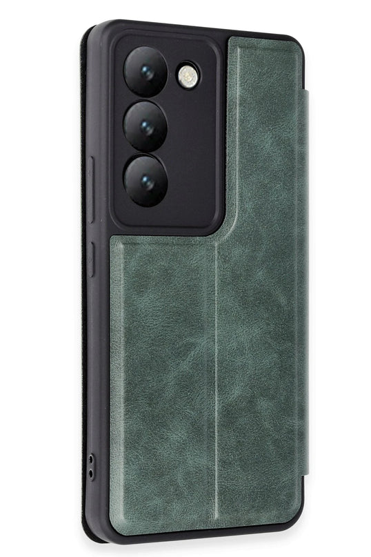Vivo V30 Lite 4G Flip Cover Kılıf - Koyu Yeşil 2