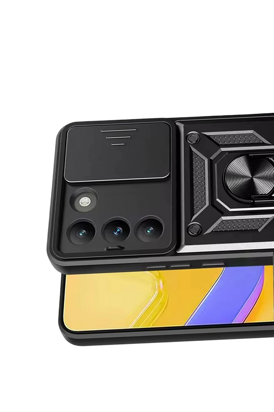Vivo V30 Lite 4G Pars Lens Yüzüklü Silikon Kılıf - Siyah 2