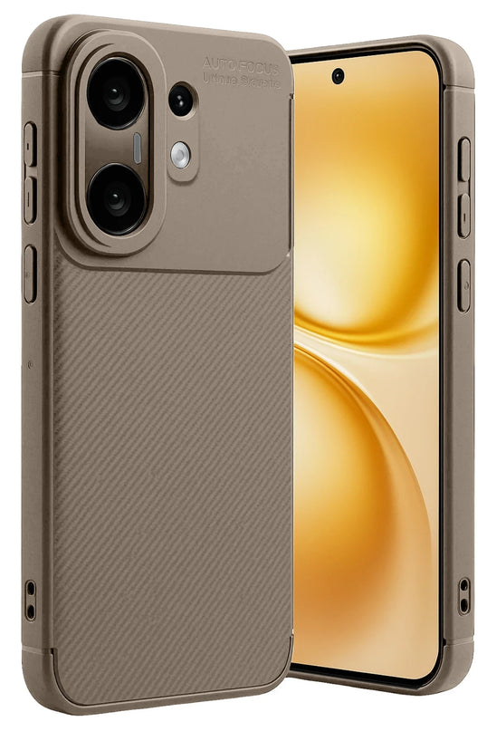 Vivo X200 FE Auto Focus Karbon Kapak -Kahverengi Kılıf