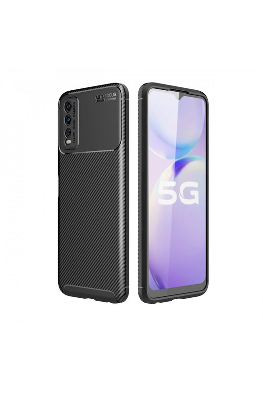 Vivo Y11S Auto Focus Karbon Kapak Kılıf - Siyah