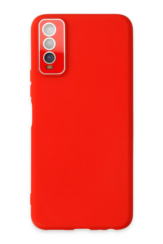 Vivo Y11S Lansman Glass Kapak Kılıf - Kırmızı
