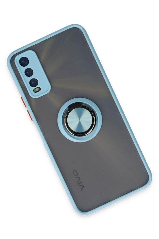 Vivo Y11S Montreal Yüzüklü Silikon Kapak Kılıf - Buz Mavi 2
