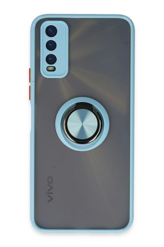 Vivo Y11S Montreal Yüzüklü Silikon Kapak Kılıf - Buz Mavi