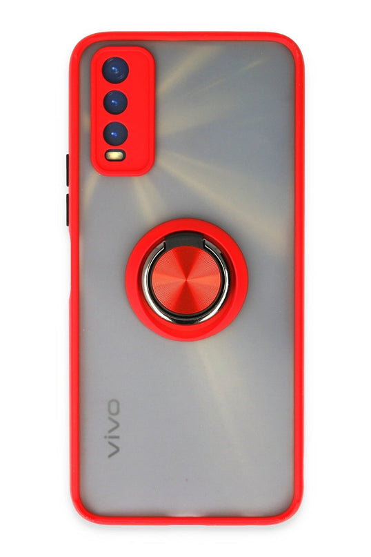 Vivo Y11S Montreal Yüzüklü Silikon Kapak Kılıf - Kırmızı