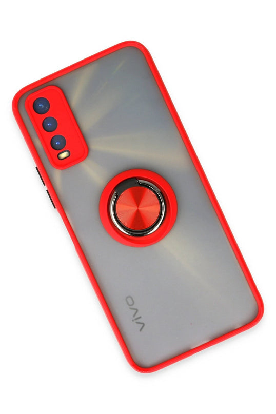 Vivo Y11S Montreal Yüzüklü Silikon Kapak Kılıf - Kırmızı 2