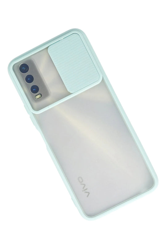 Vivo Y11S Palm Buzlu Kamera Sürgülü Silikon Kılıf - Turkuaz 2