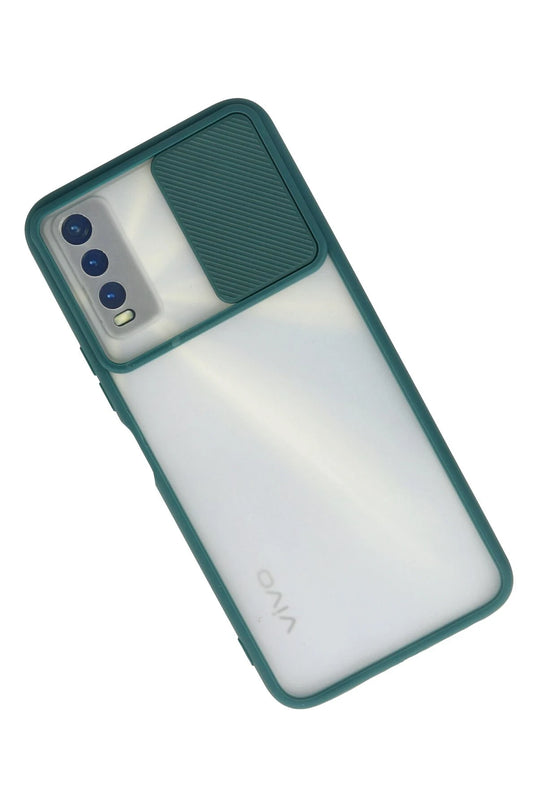 Vivo Y11S Palm Buzlu Kamera Sürgülü Silikon Kılıf - Yeşil 2