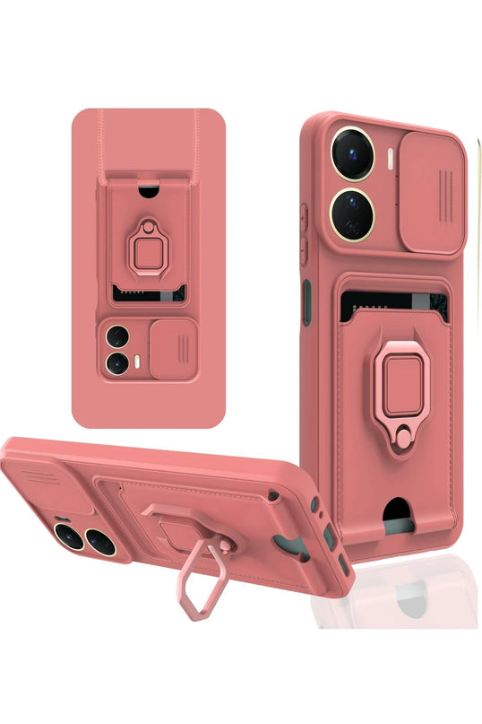 Vivo Y16 Zuma Kartvizitli Yüzüklü Silikon Kılıf - Pembe