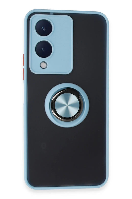 Vivo Y17S Montreal Yüzüklü Silikon Kapak Kılıf - Buz Mavi