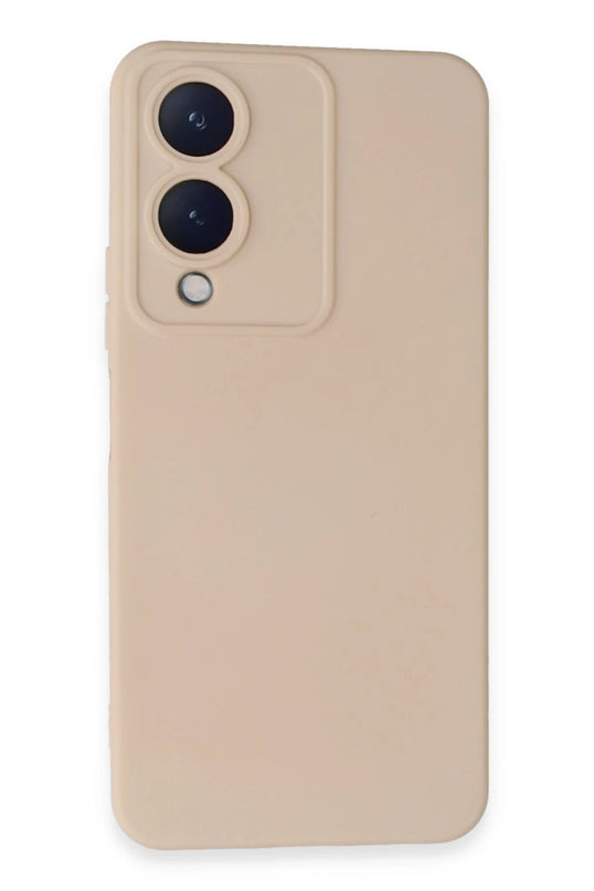 Vivo Y17S Nano içi Kadife Silikon Kılıf - Pudra