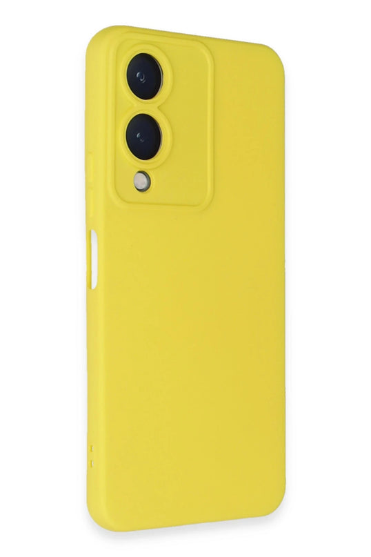 Vivo Y17S Nano içi Kadife Silikon Kılıf - Sarı 2