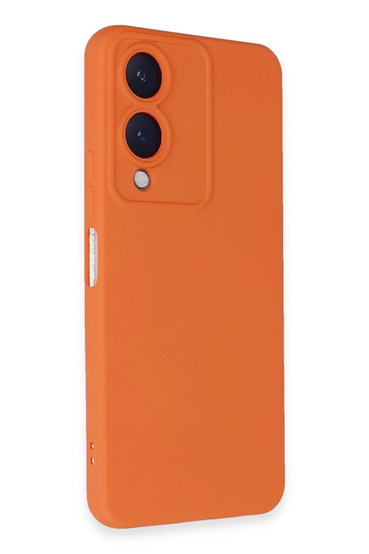 Vivo Y17S Nano içi Kadife Silikon Kılıf - Turuncu 2
