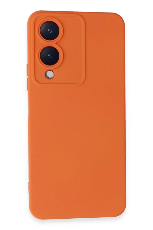 Vivo Y17S Nano içi Kadife Silikon Kılıf - Turuncu
