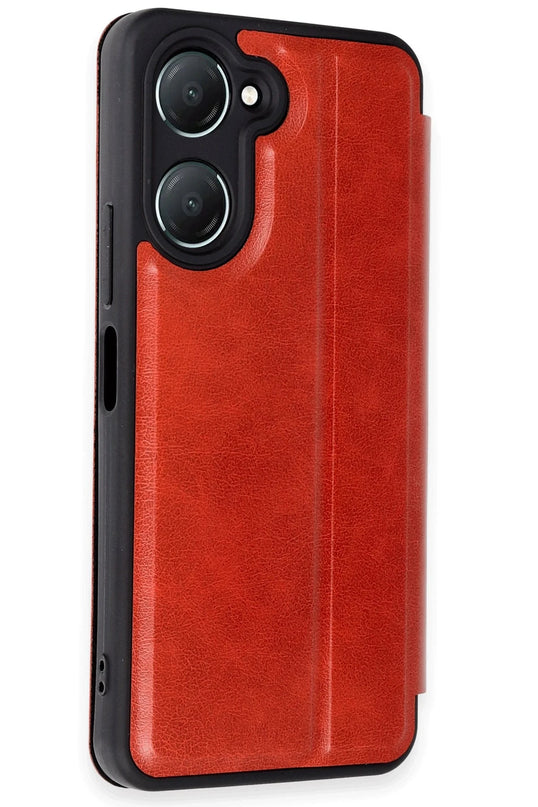 Vivo Y18 Flip Cover Kılıf - Kırmızı 2