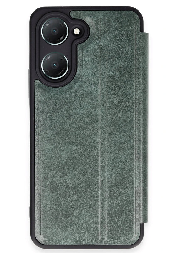 Vivo Y18 Flip Cover Kılıf - Koyu Yeşil
