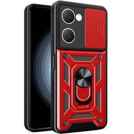 Vivo Y18 Pars Lens Yüzüklü Silikon Kılıf - Kırmızı