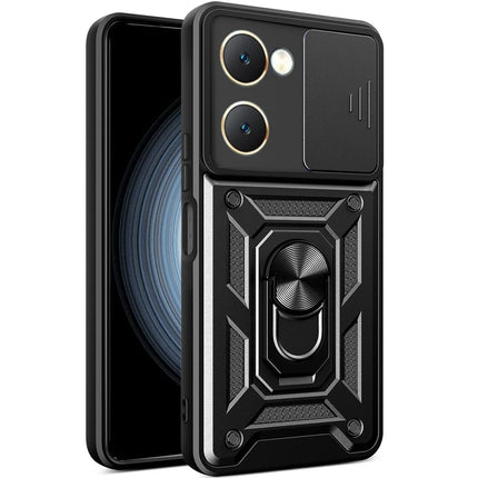 Vivo Y18 Pars Lens Yüzüklü Silikon Kılıf - Siyah