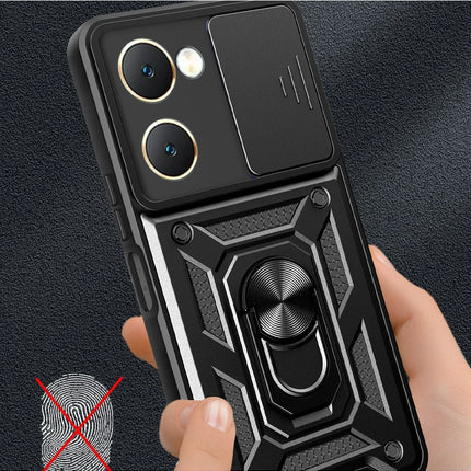 Vivo Y18 Pars Lens Yüzüklü Silikon Kılıf - Siyah 3