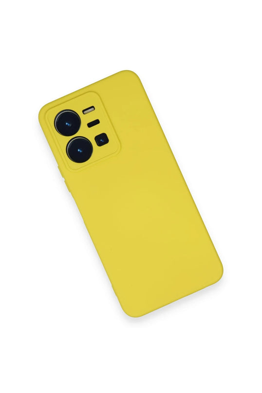 Vivo Y35 Nano içi Kadife Silikon Kılıf - Sarı 3