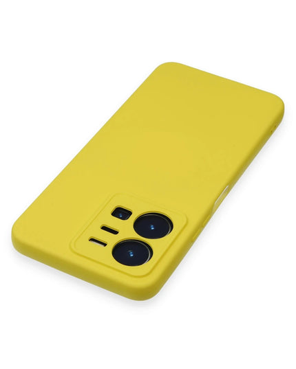 Vivo Y35 Nano içi Kadife Silikon Kılıf - Sarı 4
