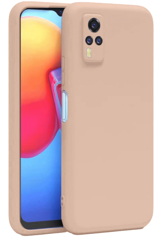 Vivo Y53S Nano içi Kadife Silikon Kılıf - Pudra