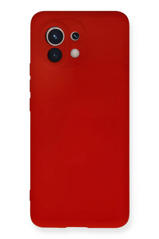 Xiaomi Mi 11 Nano içi Kadife Silikon Kılıf - Kırmızı
