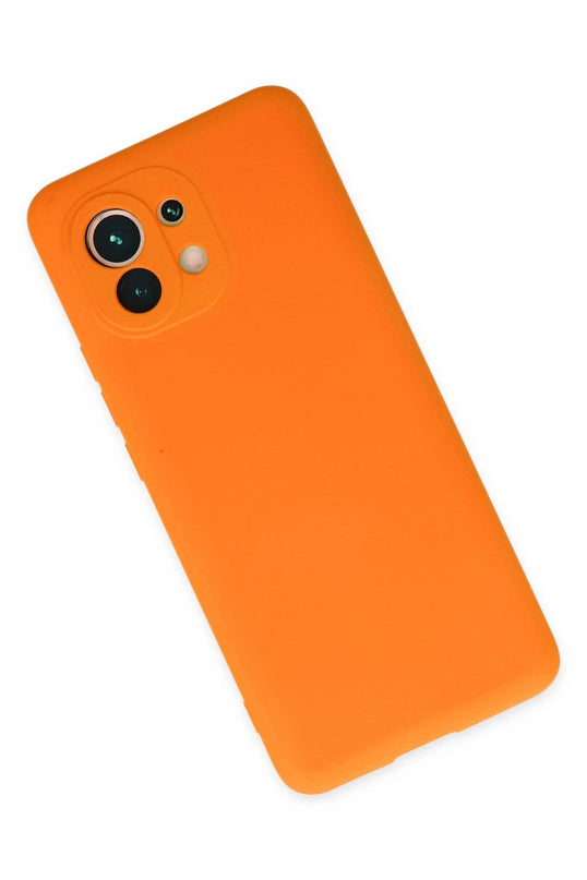 Xiaomi Mi 11 Nano içi Kadife Silikon Kılıf - Turuncu 3