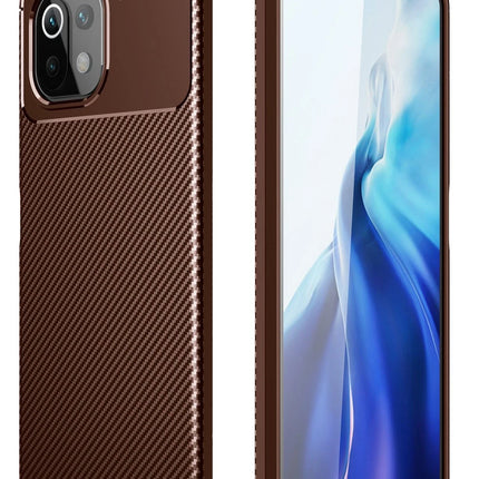 Xiaomi Mİ 11 Lite Auto Focus Karbon Kapak Kılıf - Kahverengi