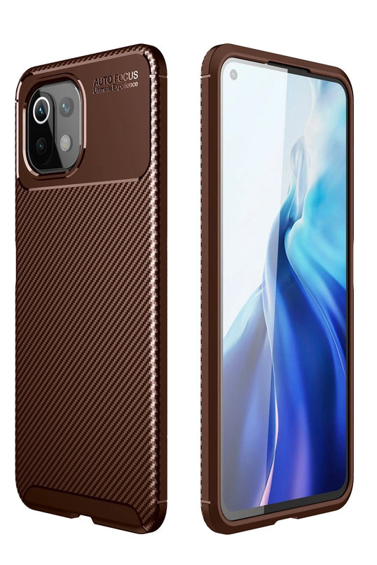 Xiaomi Mİ 11 Lite Auto Focus Karbon Kapak Kılıf - Kahverengi