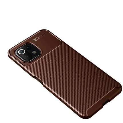 Xiaomi Mİ 11 Lite Auto Focus Karbon Kapak Kılıf - Kahverengi 4