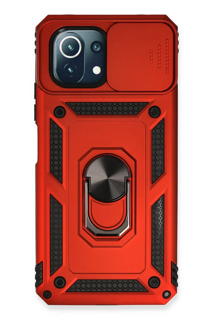 Xiaomi Mİ 11 Lite Pars Lens Yüzüklü Silikon Kılıf - Kırmızı