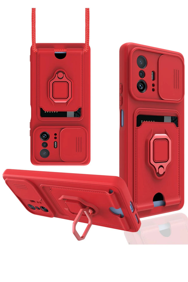 Xiaomi Mi 11T Pro Zuma Kartvizitli Yüzüklü Silikon Kılıf - Kırmızı