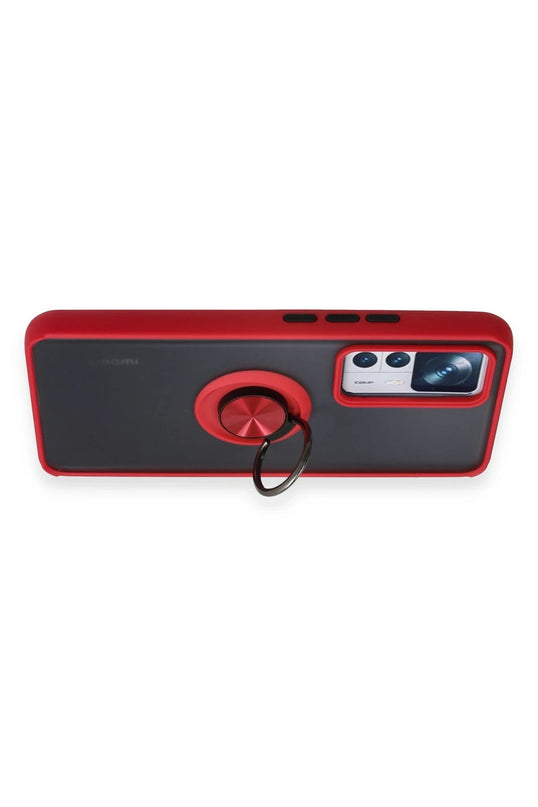 Xiaomi Mi 12T Pro Montreal Yüzüklü Silikon Kapak Kılıf - Kırmızı 3